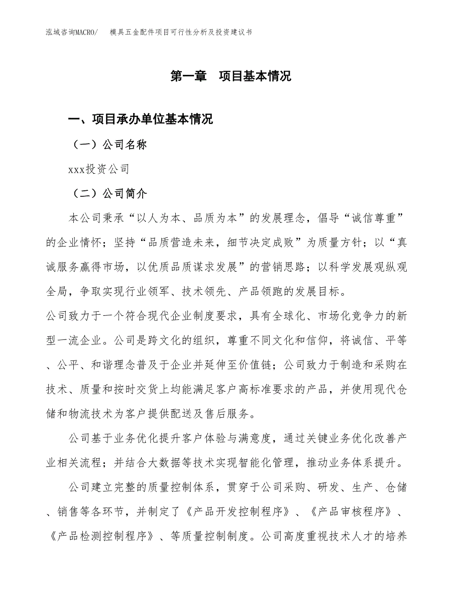 模具五金配件项目可行性分析及投资建议书.docx_第3页