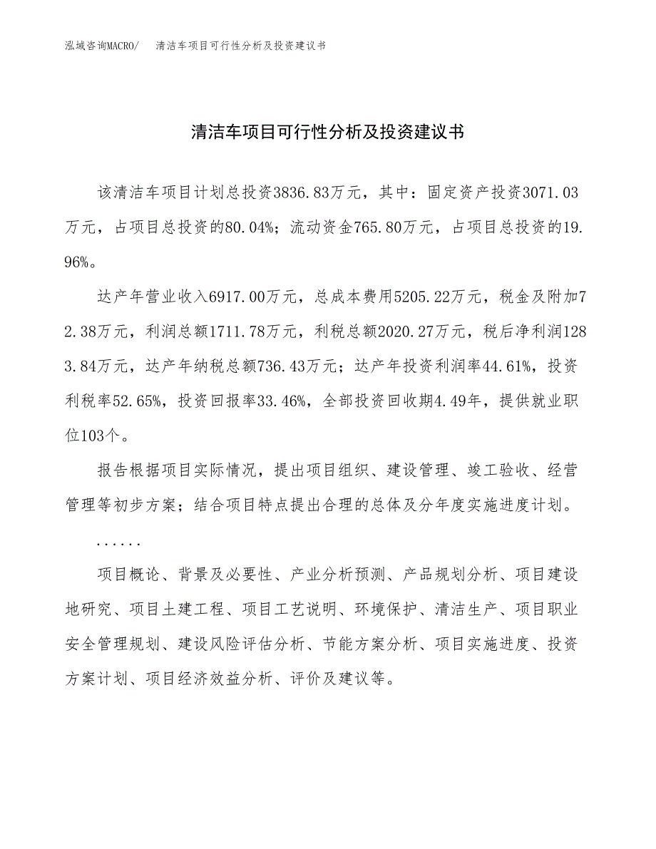 清洁车项目可行性分析及投资建议书.docx_第1页