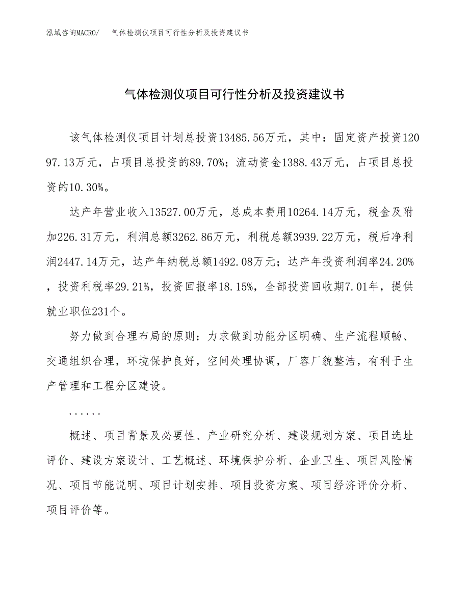 气体检测仪项目可行性分析及投资建议书.docx_第1页