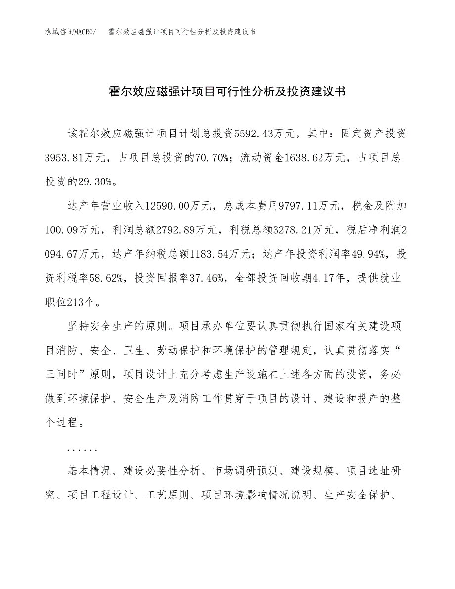 霍尔效应磁强计项目可行性分析及投资建议书.docx_第1页