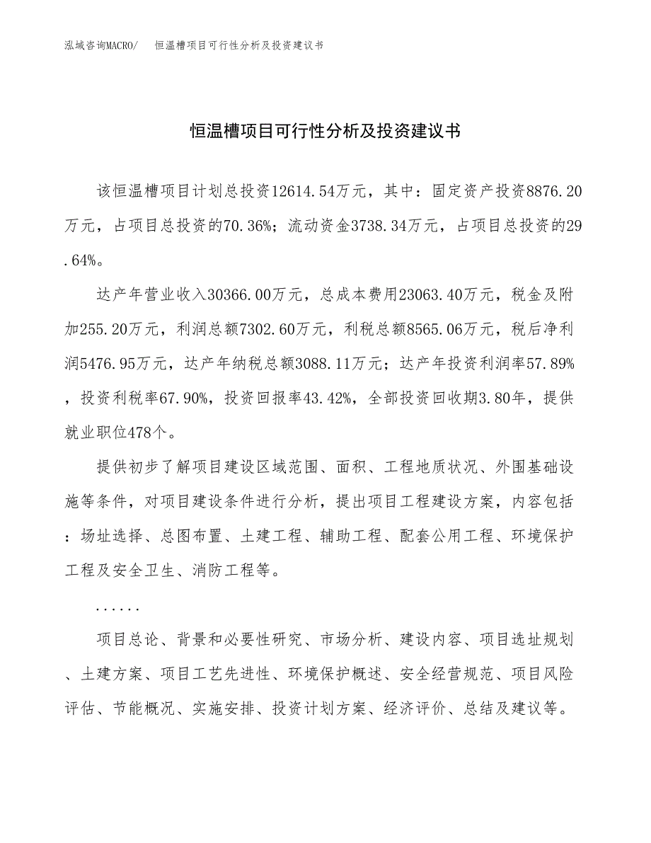 恒温槽项目可行性分析及投资建议书.docx_第1页