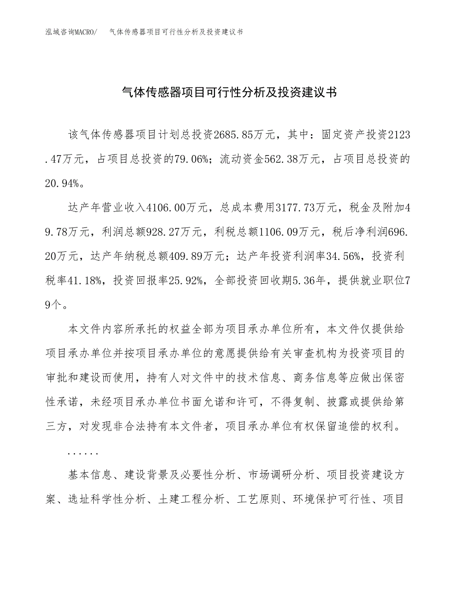 气体传感器项目可行性分析及投资建议书.docx_第1页