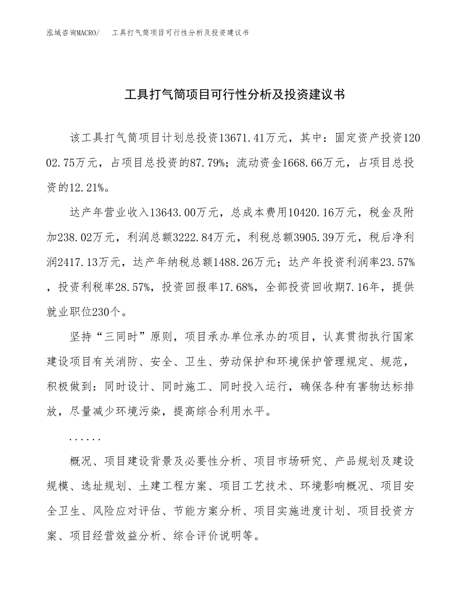 工具打气筒项目可行性分析及投资建议书.docx_第1页