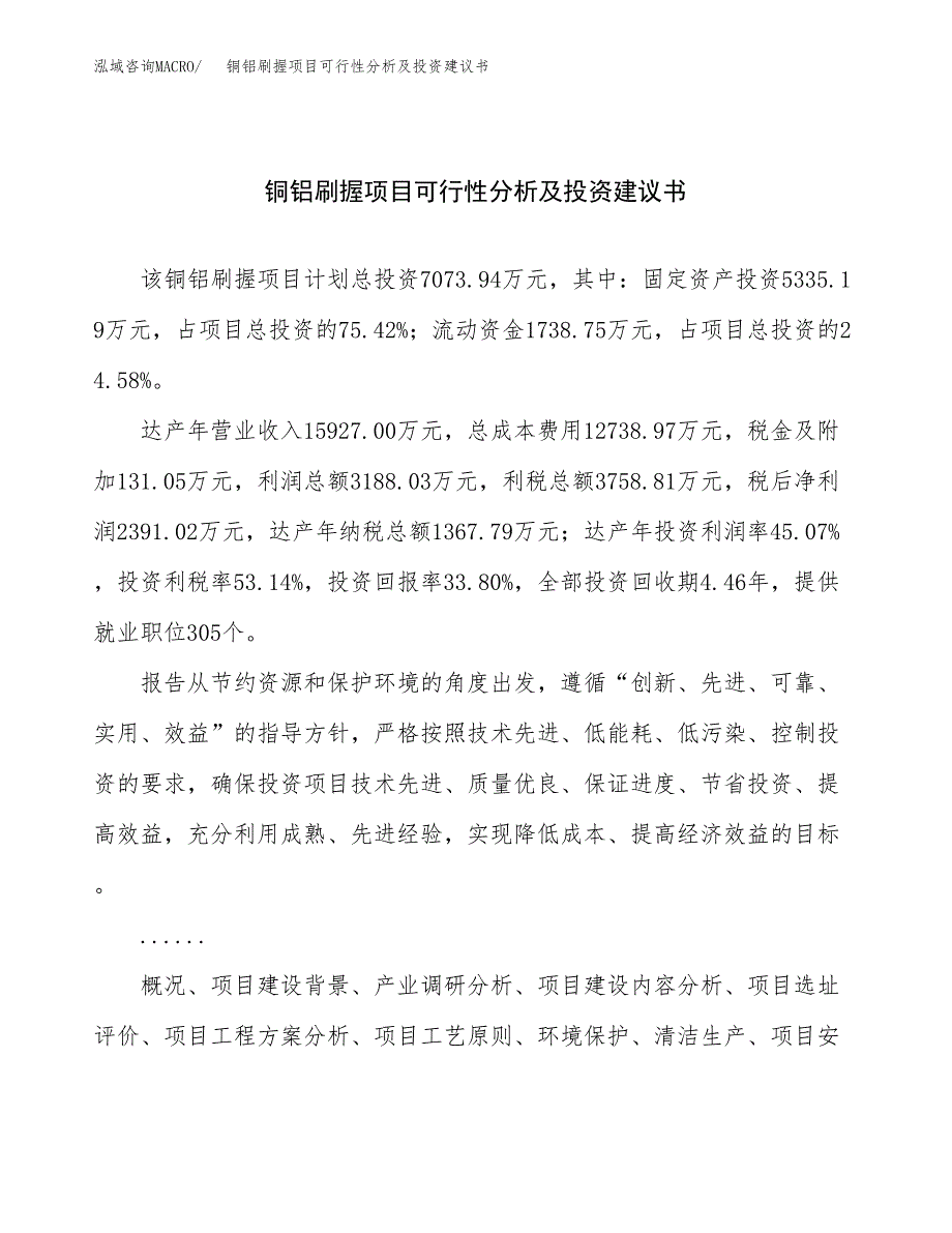 铜铝刷握项目可行性分析及投资建议书.docx_第1页