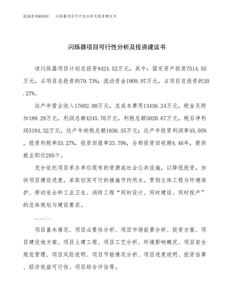 闪烁器项目可行性分析及投资建议书.docx_第1页