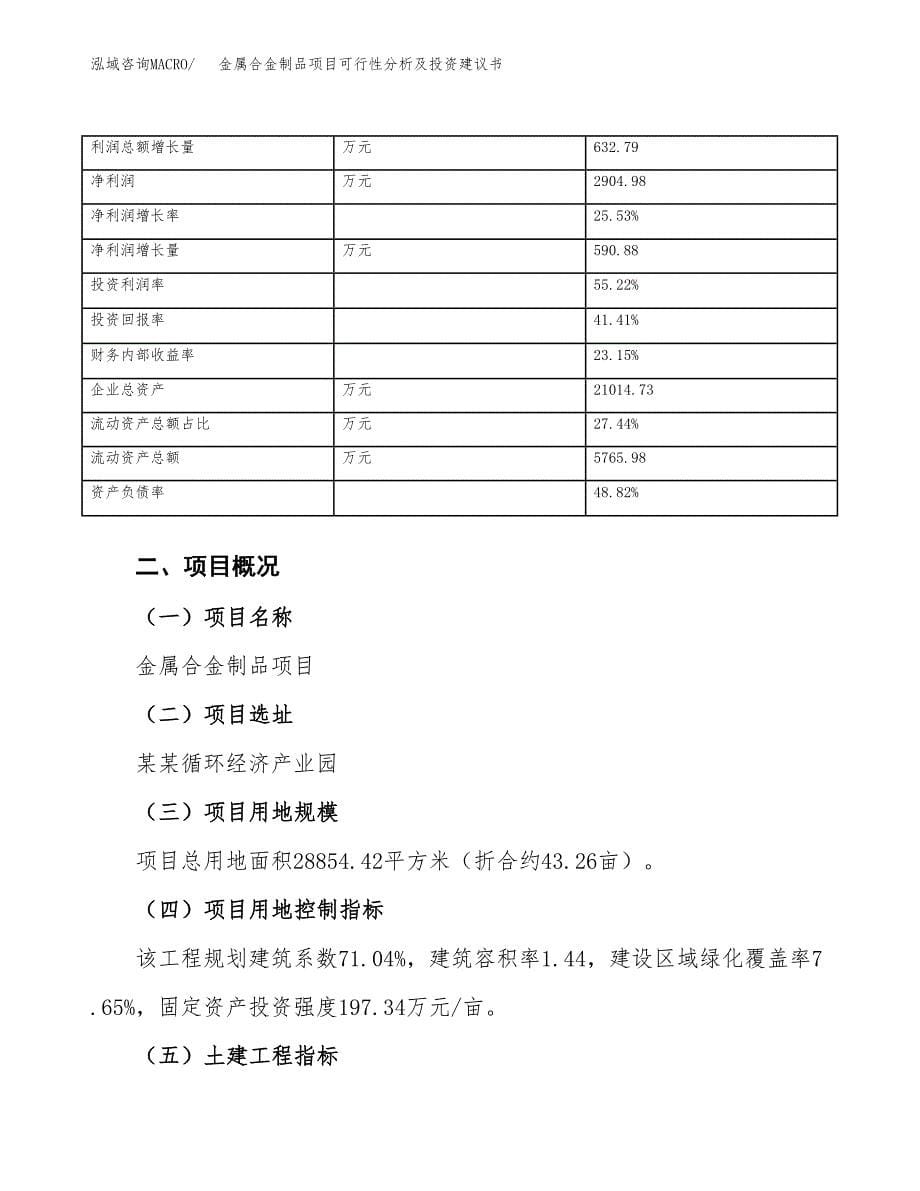 金属合金制品项目可行性分析及投资建议书.docx_第5页