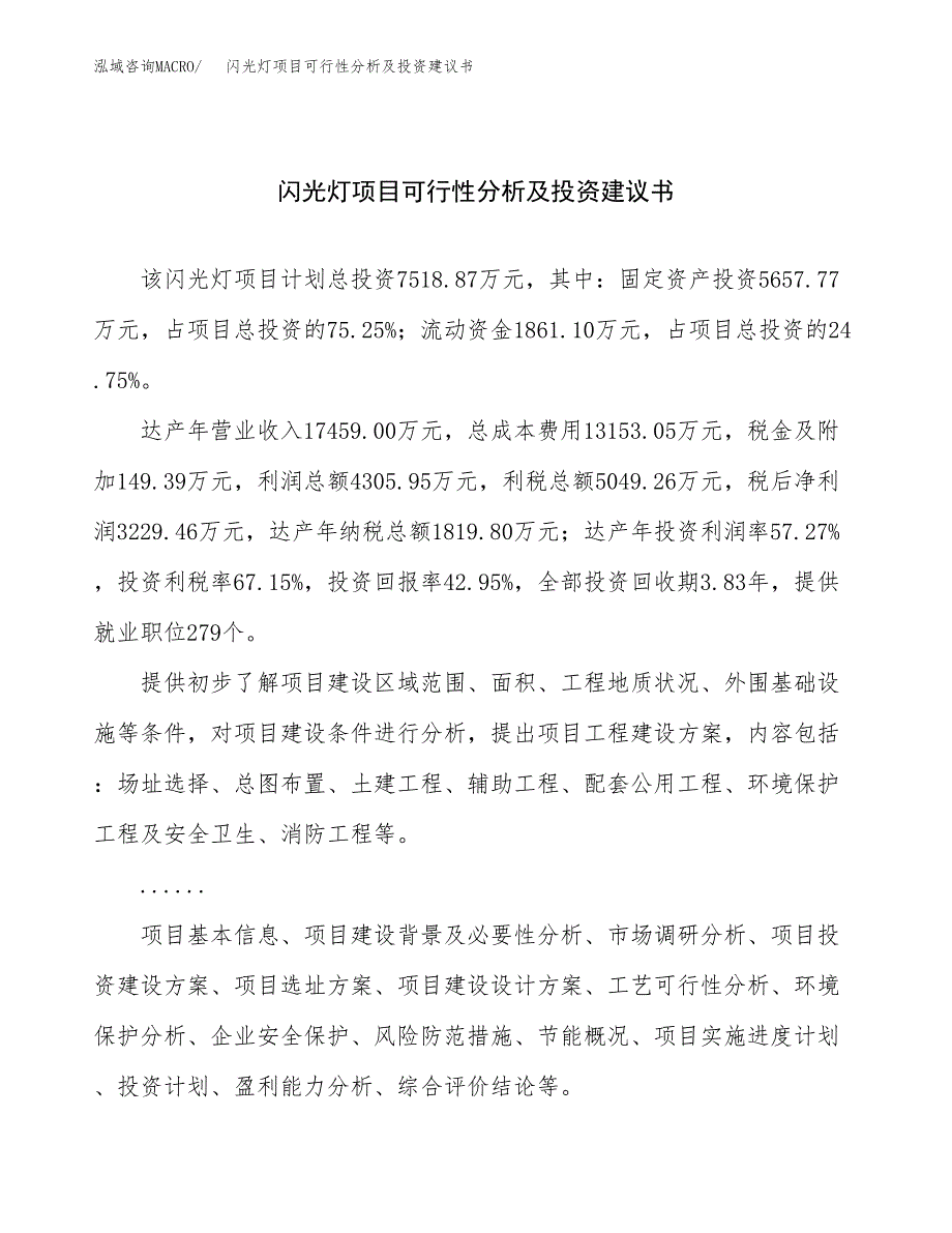 闪光灯项目可行性分析及投资建议书.docx_第1页