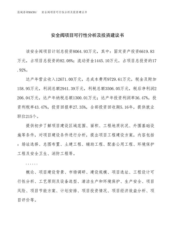 安全阀项目可行性分析及投资建议书.docx