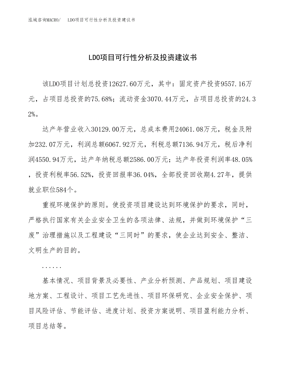 LDO项目可行性分析及投资建议书.docx_第1页