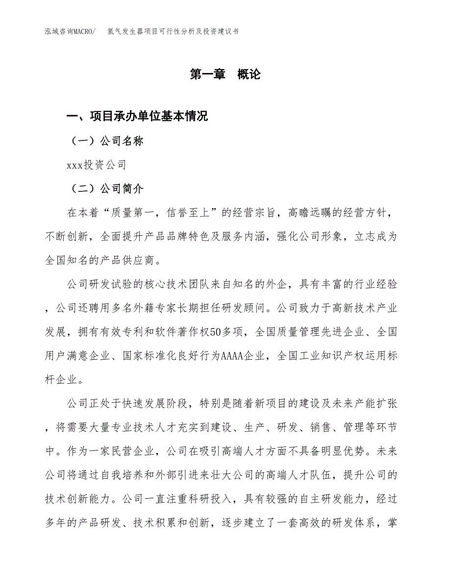 氢气发生器项目可行性分析及投资建议书.docx_第2页