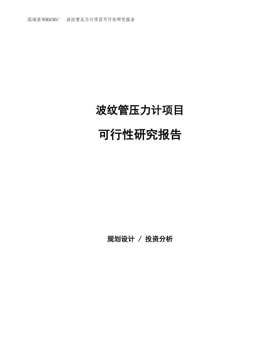 波纹管压力计项目可行性研究报告建议书.docx_第1页