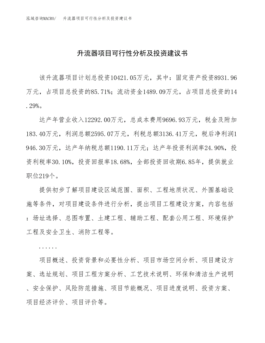 升流器项目可行性分析及投资建议书.docx_第1页