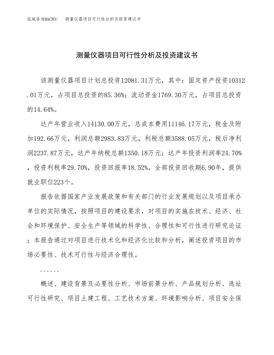 测量仪器项目可行性分析及投资建议书.docx_第1页