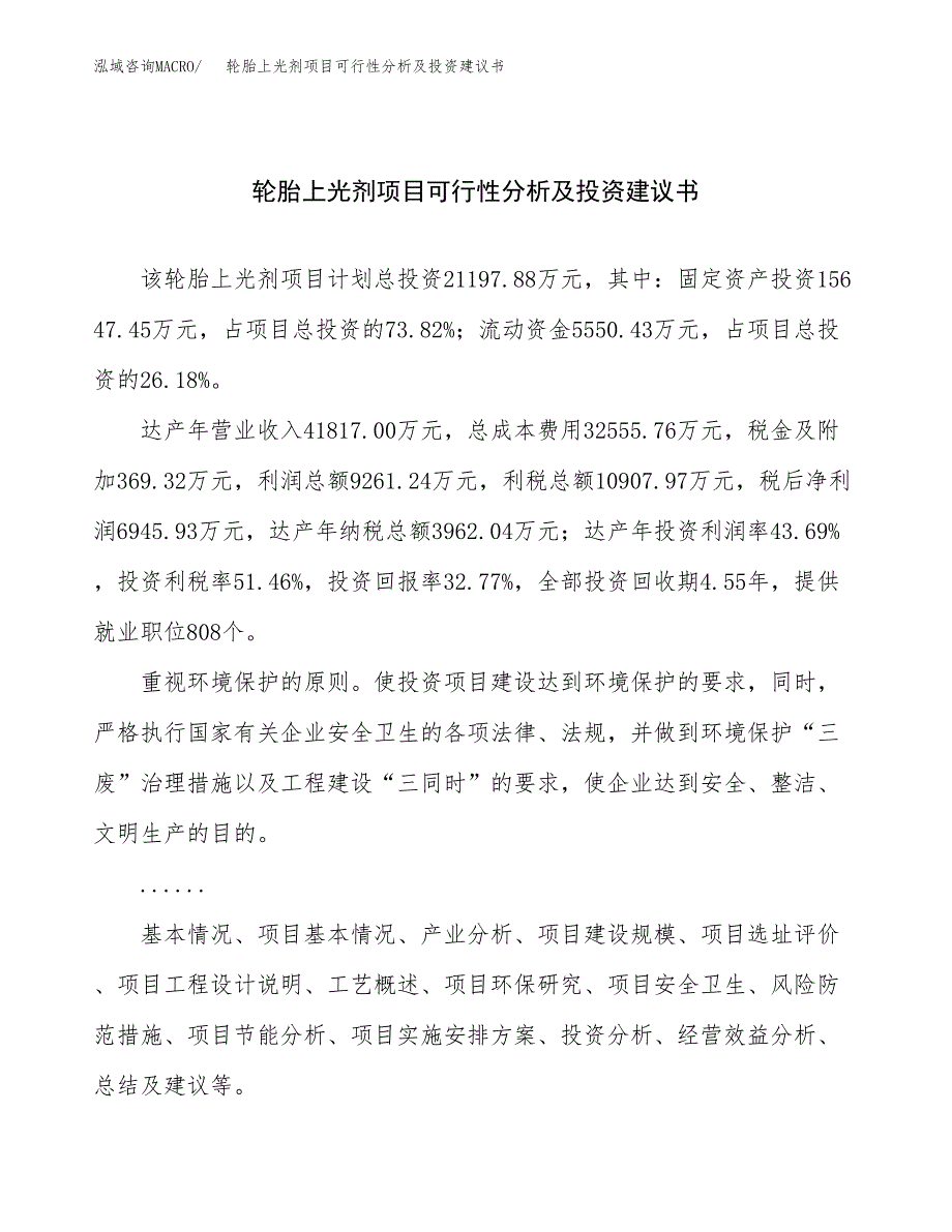 轮胎上光剂项目可行性分析及投资建议书.docx_第1页