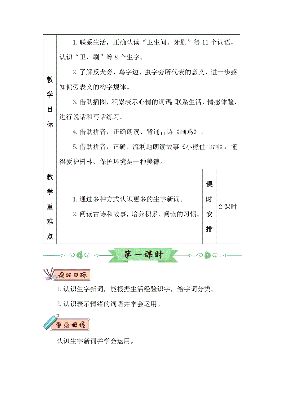 人教部编版一年级下册语文教案《语文园地八》_第2页