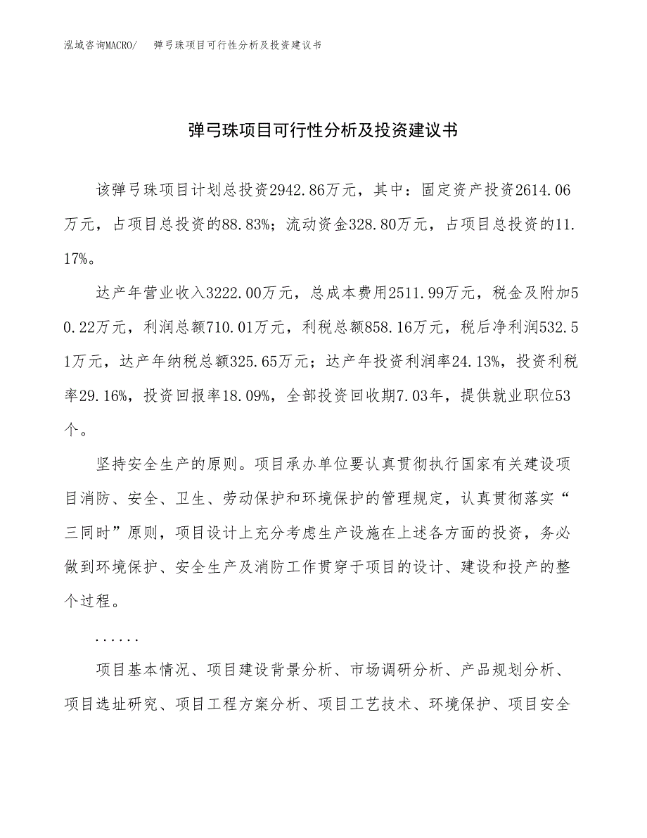 弹弓珠项目可行性分析及投资建议书.docx_第1页