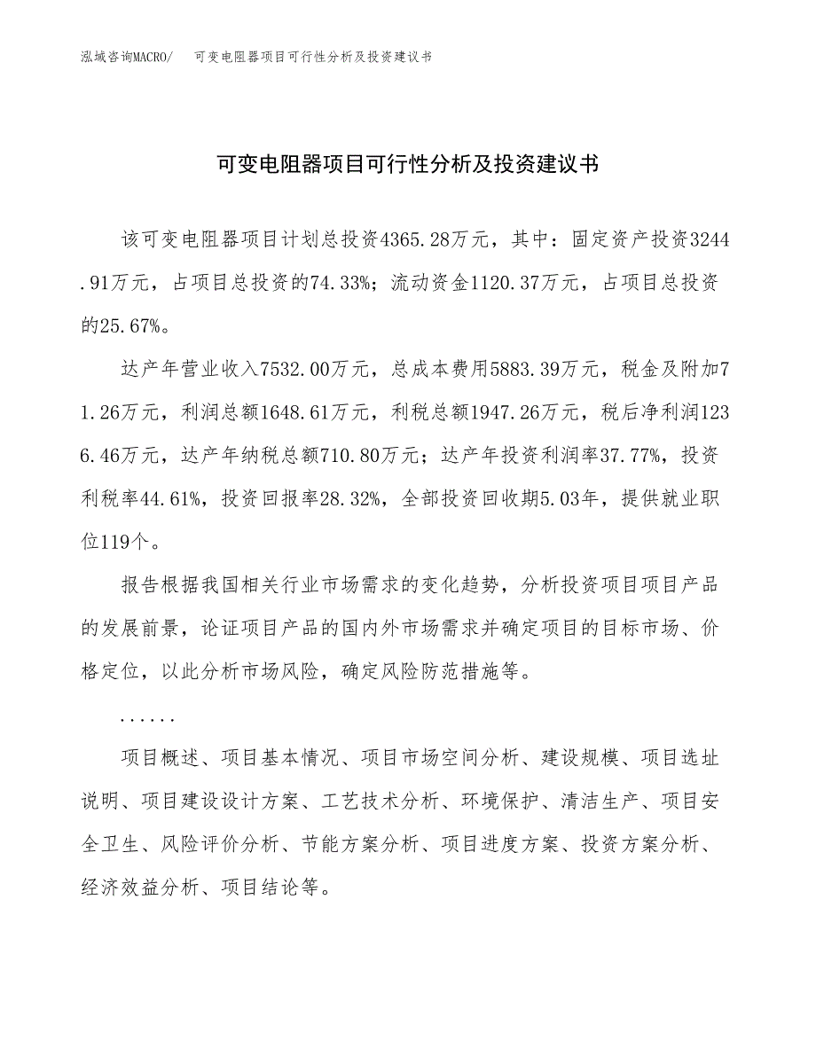 可变电阻器项目可行性分析及投资建议书.docx_第1页