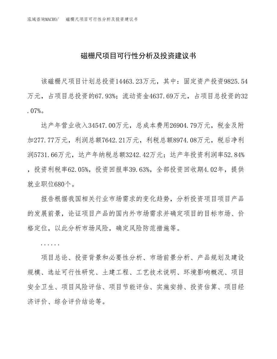 磁栅尺项目可行性分析及投资建议书.docx_第1页