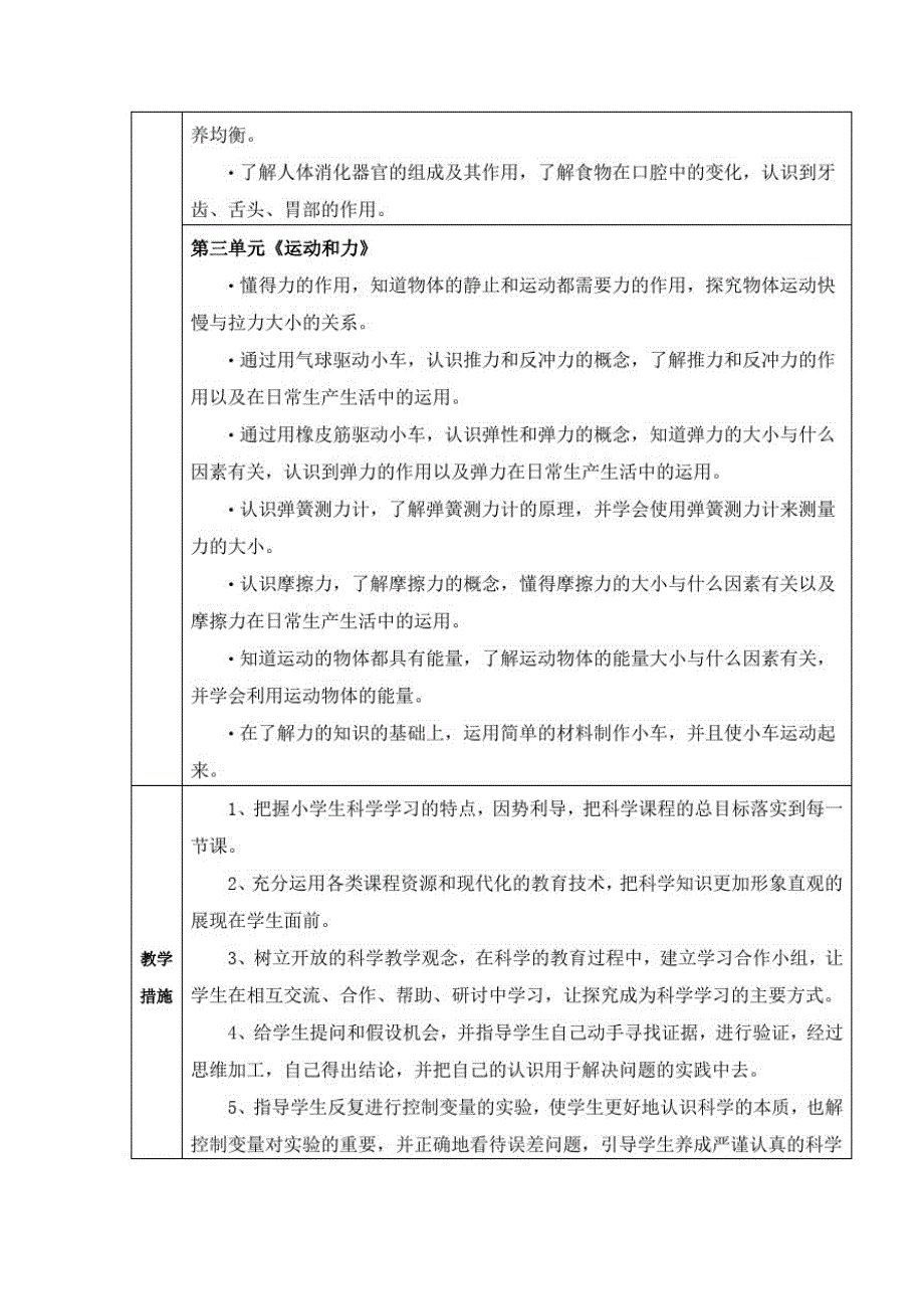 【新教材】教科版小学四年级科学上册：教学计划及进度表word_第3页