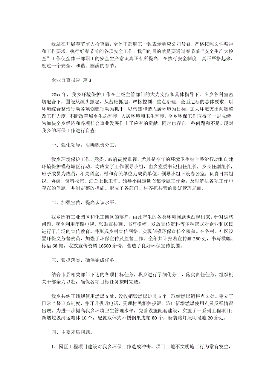 有关企业自查报告模板汇编8篇_第4页