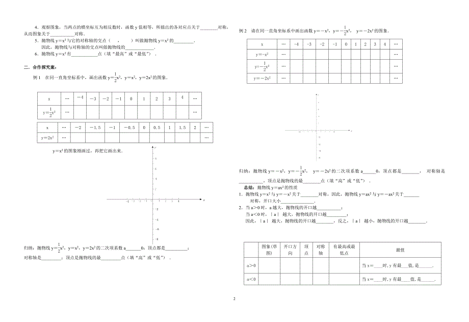 二次函数全章导学案(史上最全!)_第2页
