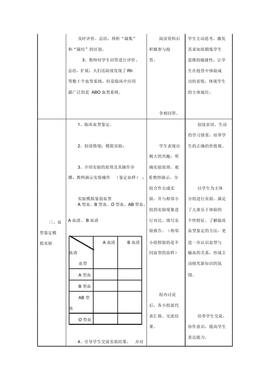 苏教初中生物七下《10第1节血液和血型》word教案(5)_第2页