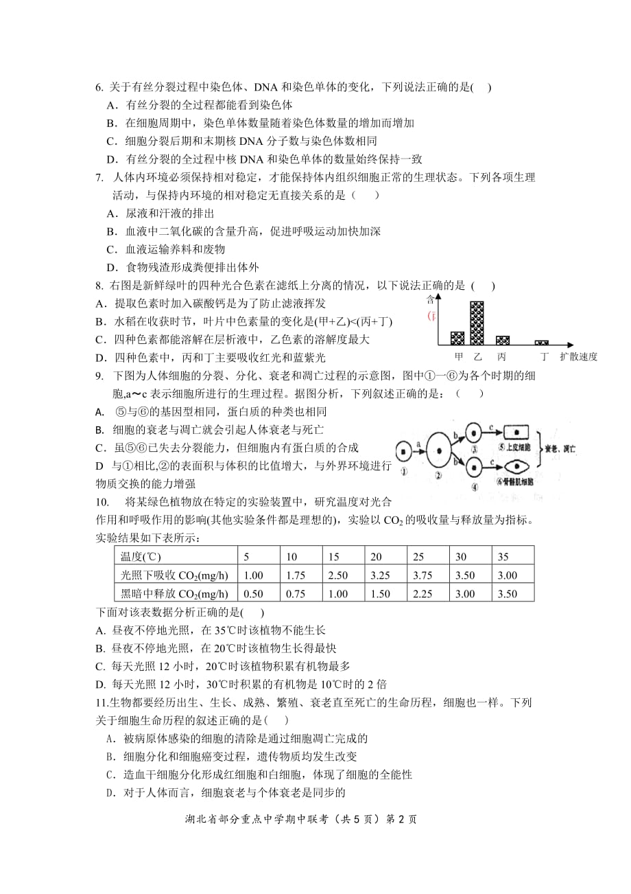 湖北省部分重点中学10-11学年度高一生物下学期期中联考.doc_第2页