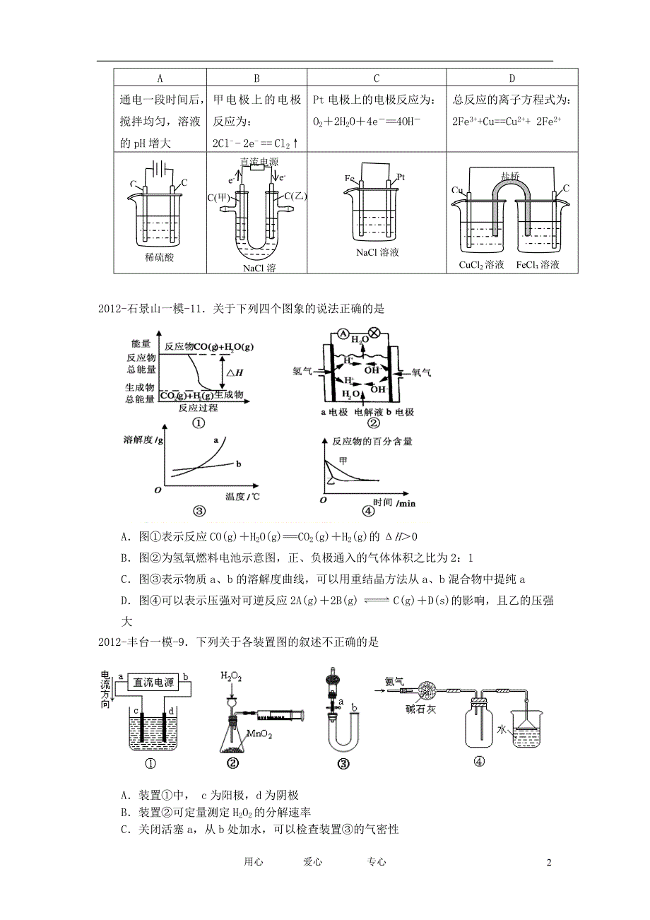 北京市区县2012高考化学 一模试题分类汇编3 化学能与电能 新人教版.doc_第2页