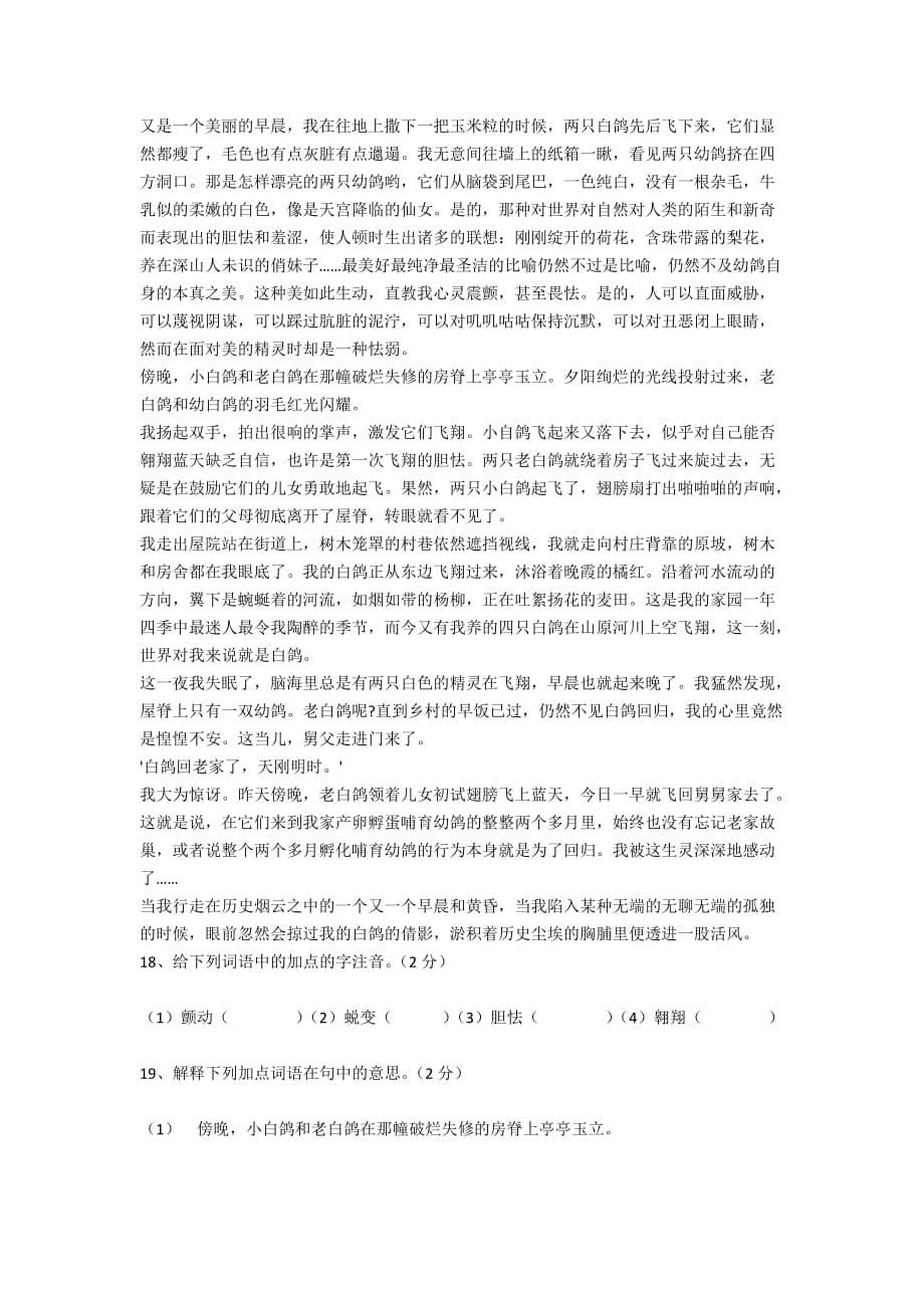 2013年吉林省中考语文学业考试试卷及答案-初三语文试卷_第5页