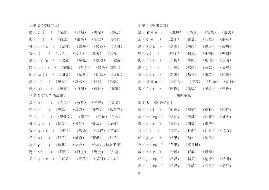 最新部编版二年级语文下册生字组词表_第3页