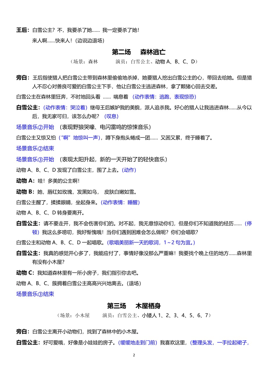 《白雪公主》童话剧剧本（2020年整理）.pdf_第2页