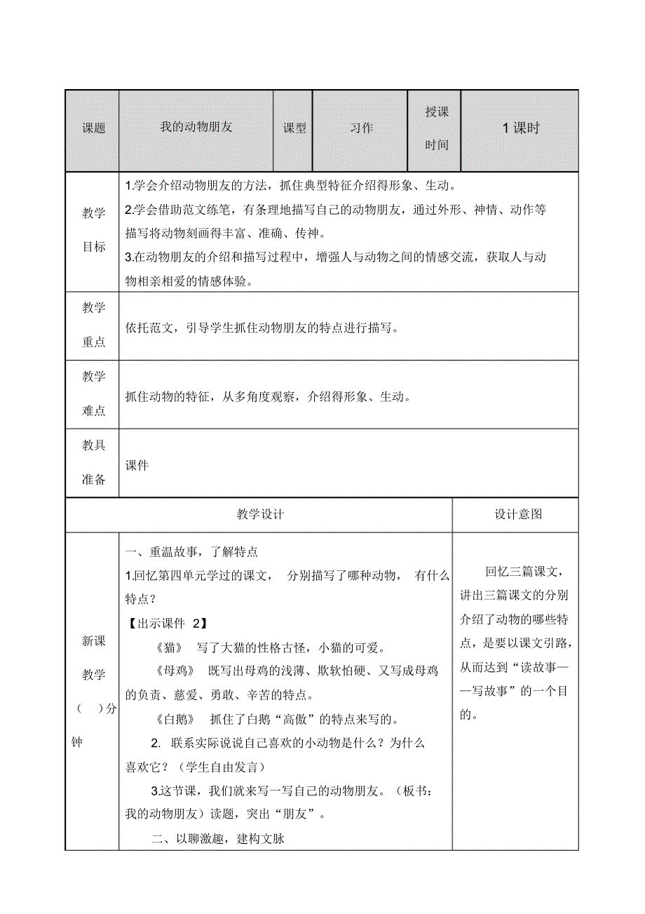 [2020春季新教材]人教部编版(统编)四年级语文下册：习作四：我的动物朋友_第1页