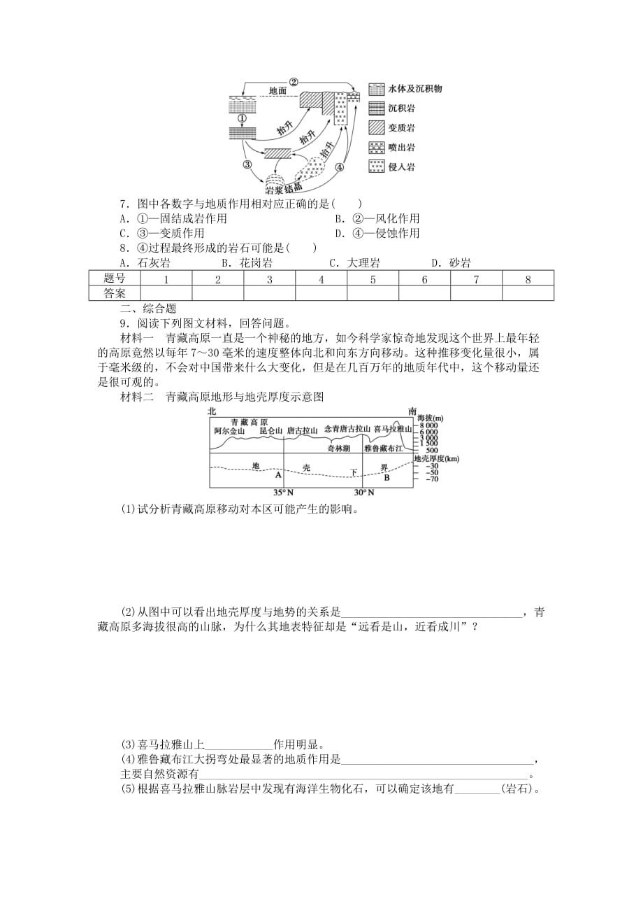 人教版高中地理必修一4.1《营造地表形态的力量》word学案 .DOC_第4页