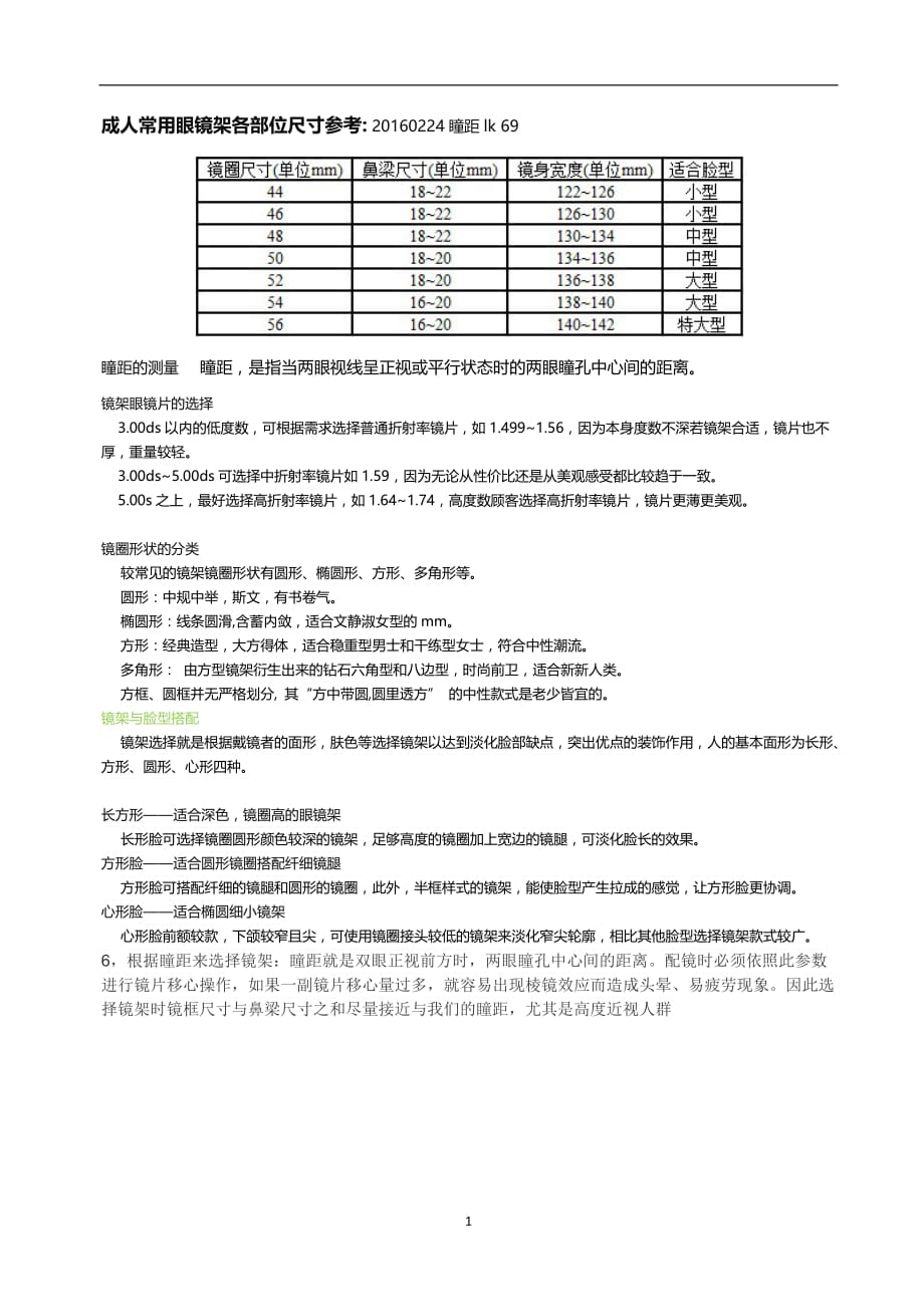 2020年整理成人常用眼镜架各部位尺寸参考.doc_第1页