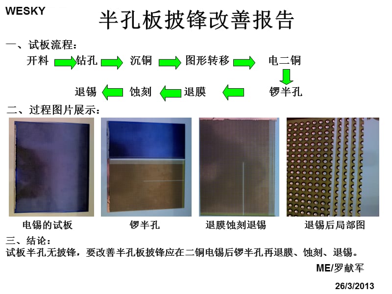 半孔板披锋改善报告课件_第1页