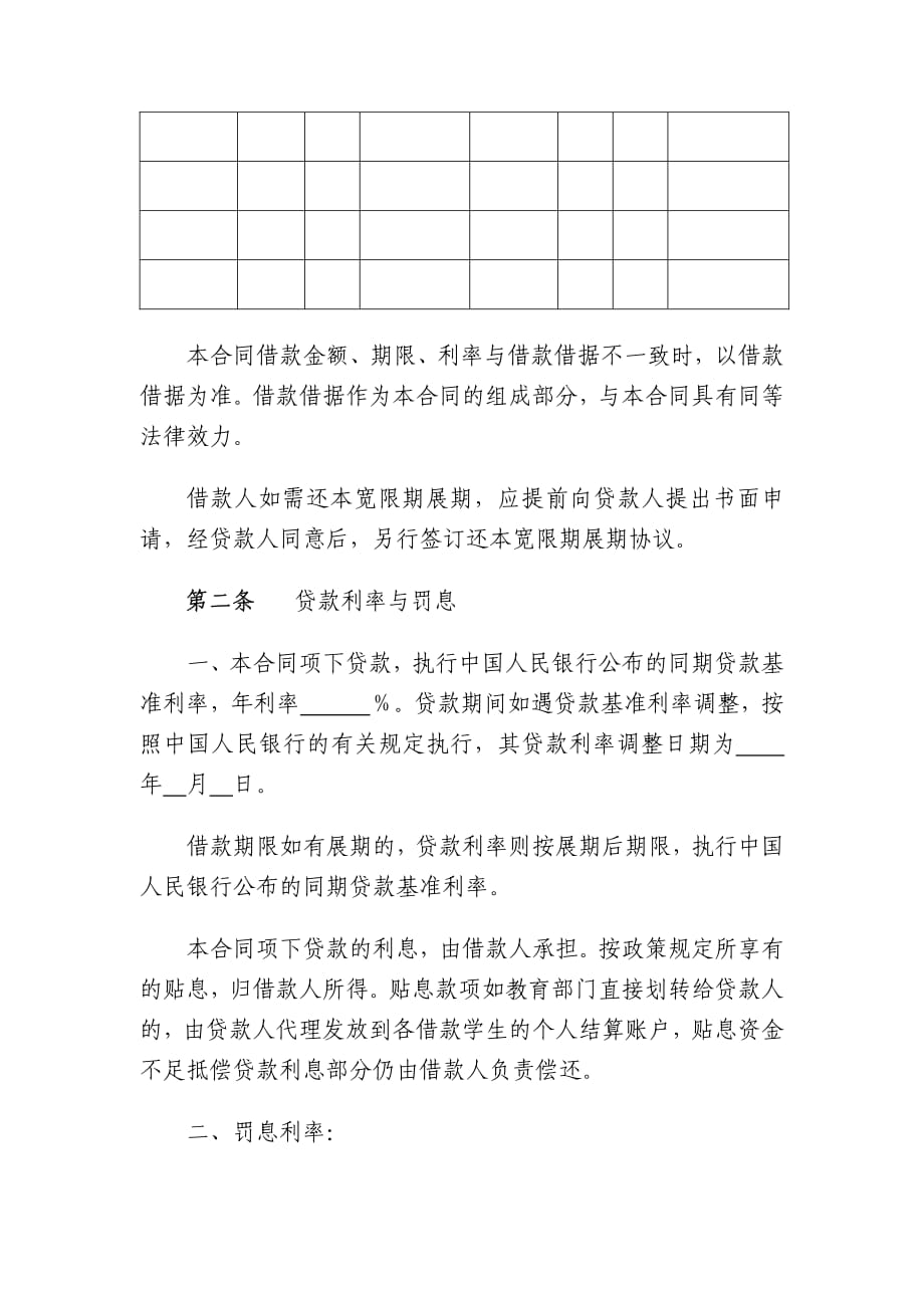 福建省农村信用社生源地信用助学贷款合同（参考样本）_第2页