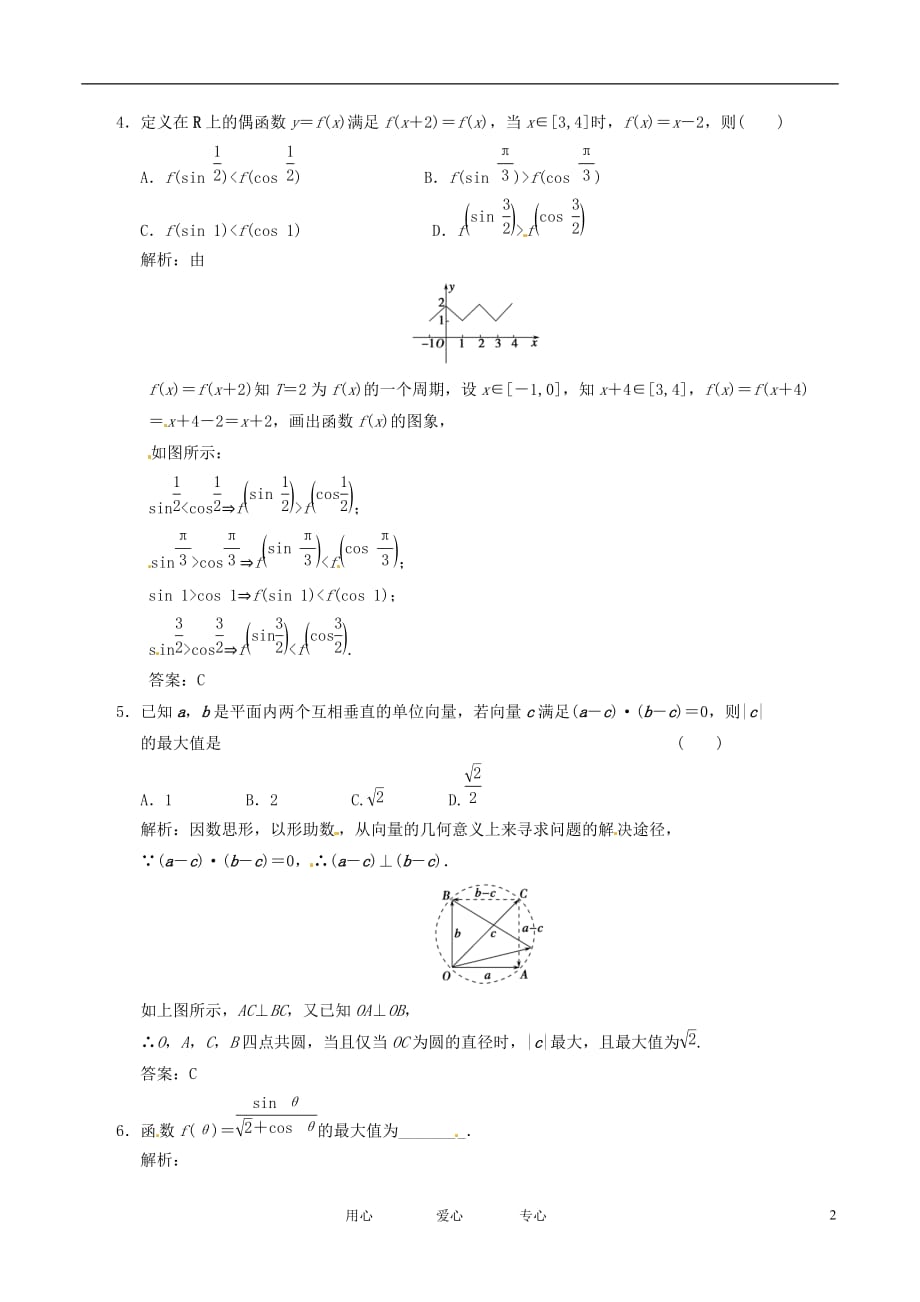 【创新设计】2011高中数学二轮复习 考点突破 第一部分 专题七 第四讲 数形结合思想 理_第2页