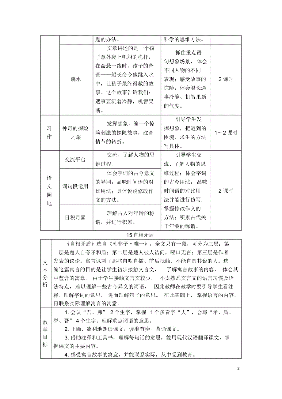 部编版五年级语文下册15自相矛盾(教案)_第2页