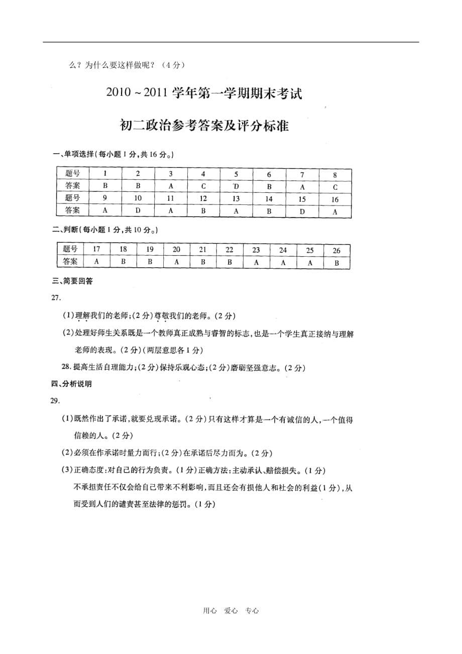 江苏省昆山市2010-2011学年八年级政治第一学期期末考试(扫描答案） 苏教版_第5页