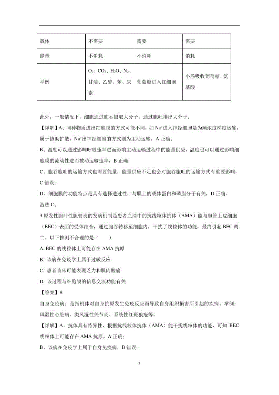 东北三校2020届高三第一次联合模拟考试生物试题含解析-_第2页