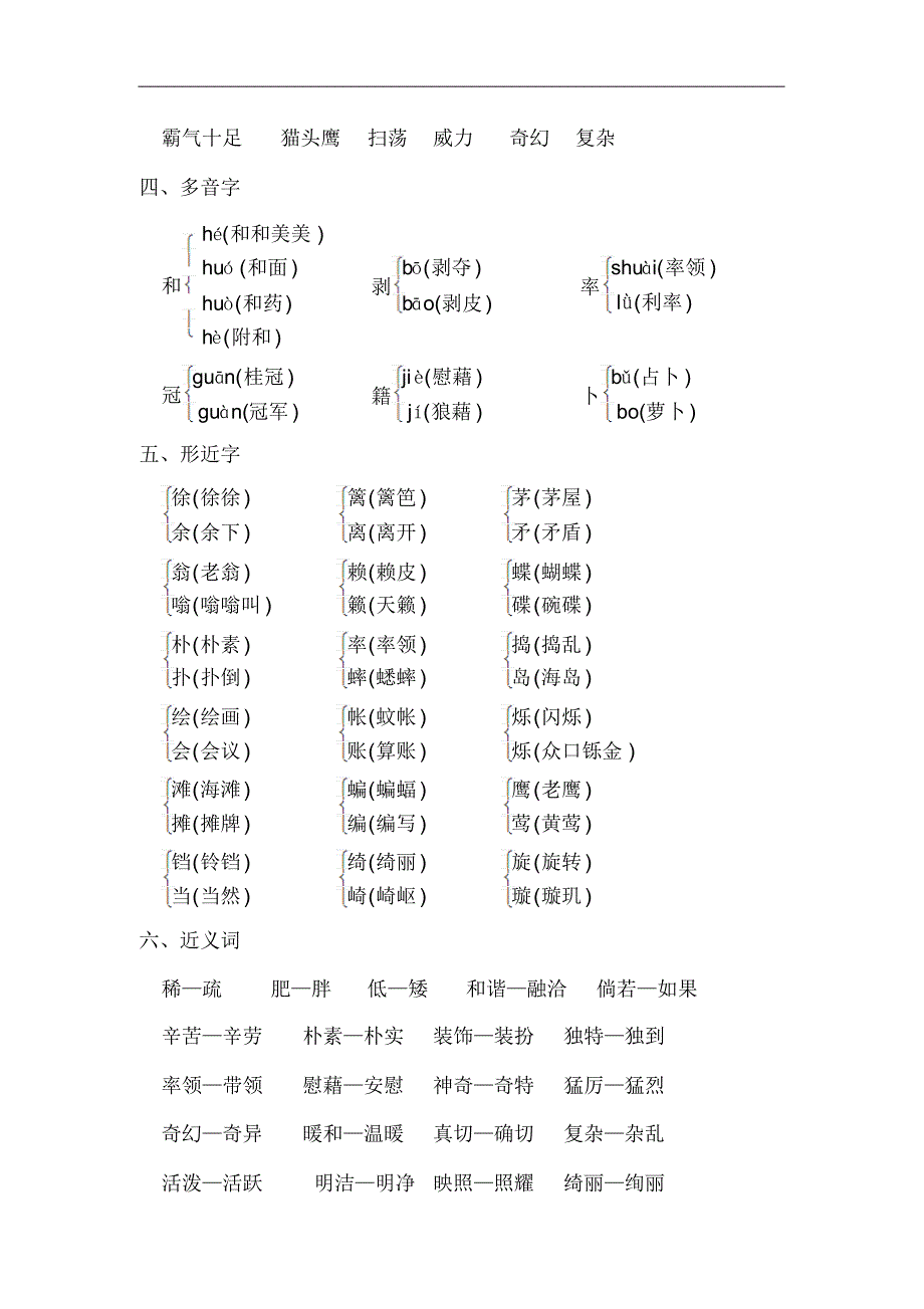 部编版四年级语文下第一单元单元知识小结_第2页