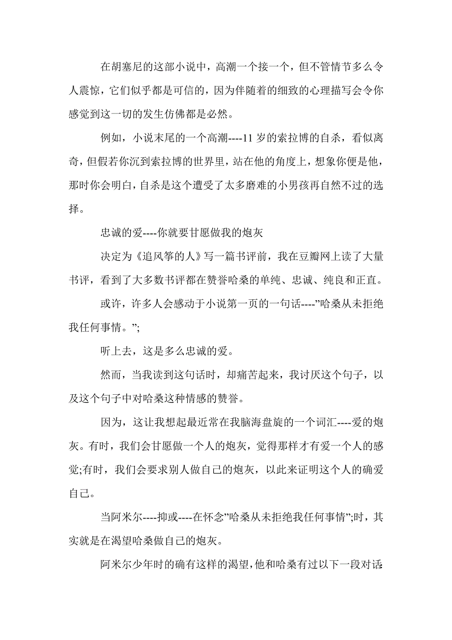 暑期《追风筝的人》读后感_名著读后感_第2页