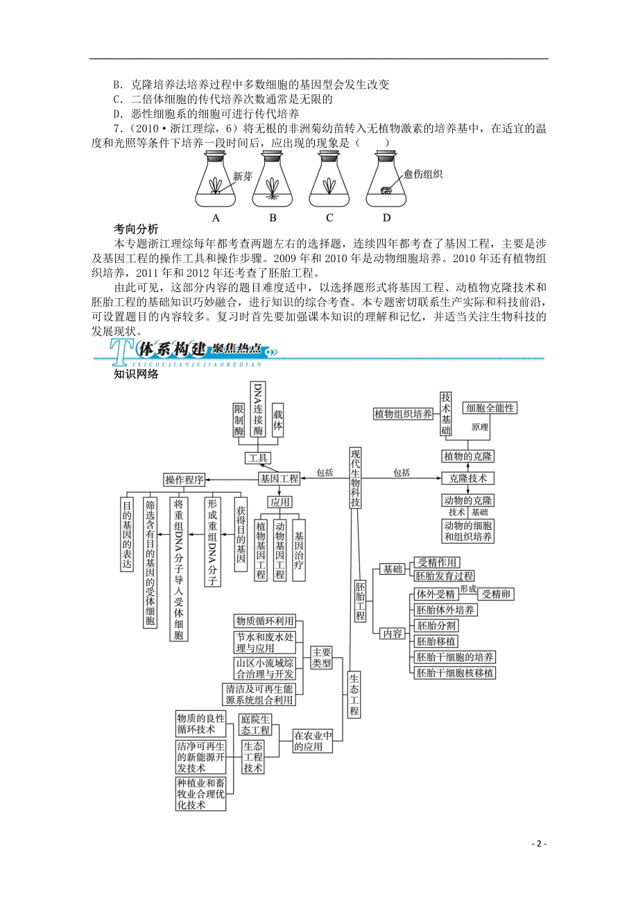 （浙江专用）2013年高考生物第二轮复习 专题九 现代生物科技专题 浙教版_第2页