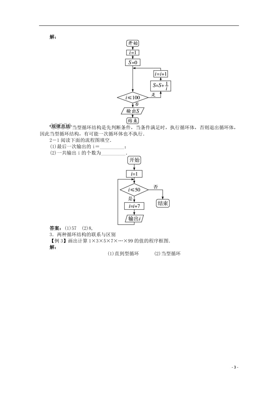 【优化指导】高中数学（基础预习 课堂探究 达标训练）11.2.3 循环结构导学案 湘教版必修5_第3页