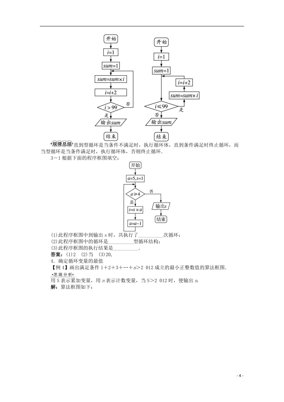 【优化指导】高中数学（基础预习 课堂探究 达标训练）11.2.3 循环结构导学案 湘教版必修5_第4页