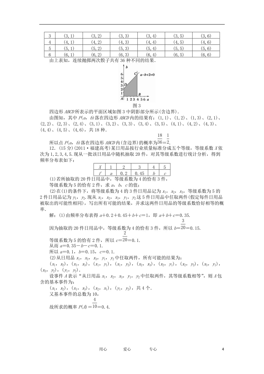 2012届高三数学二轮复习 课时作业18 概 率 文_第4页