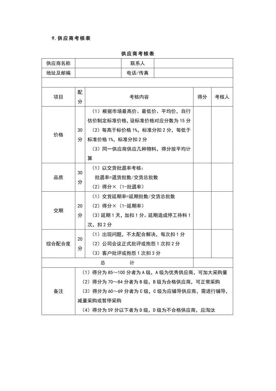 （精选）供应商管理表格(可用)_第5页