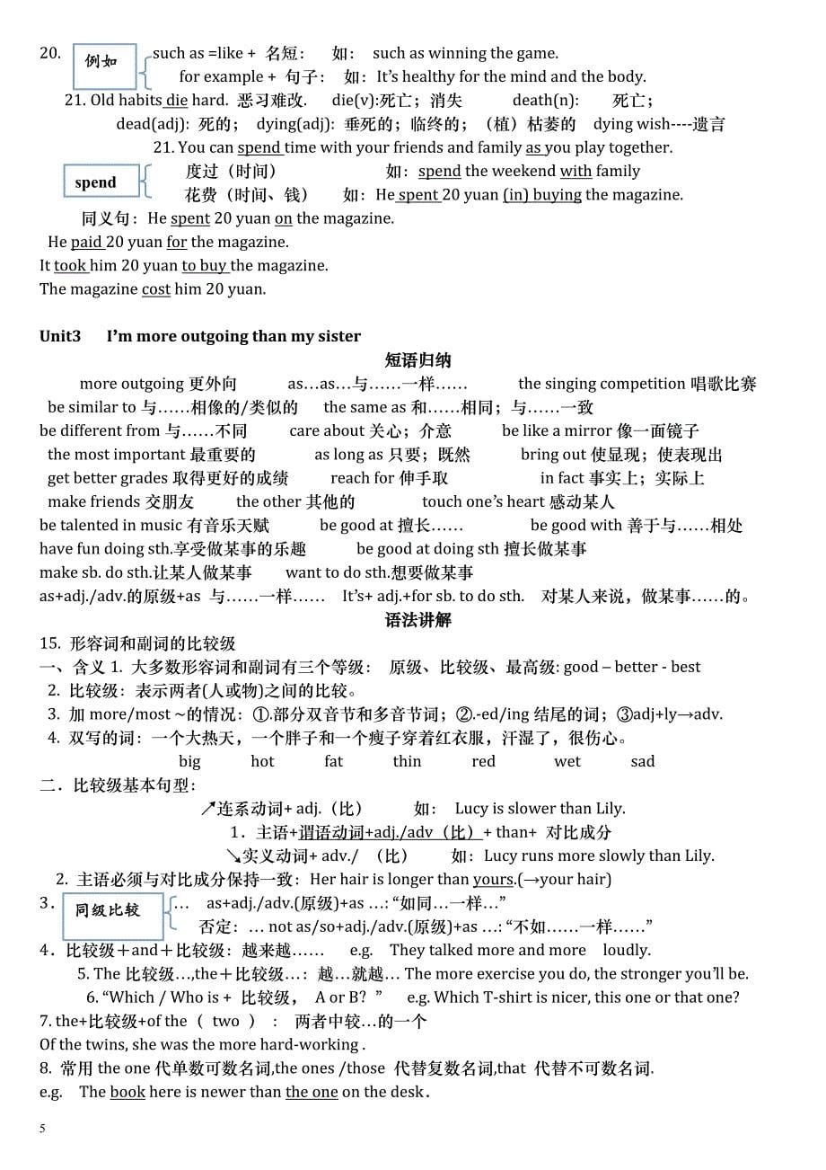 人教版八年级上册英语各章知识点归纳(框架)[汇编]_第5页