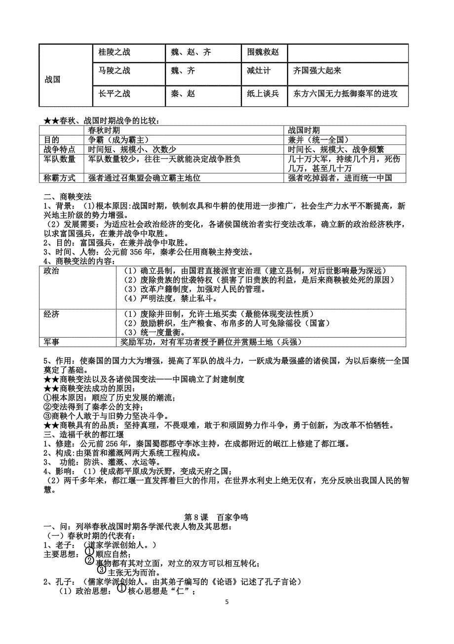 新人教版七年级上册中国历史知识点总结归纳(全册)[整理]_第5页