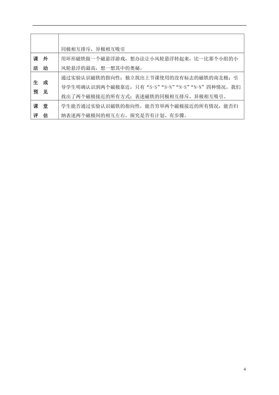 三年级科学下册 磁极的相互作用 2教案 教科版_第4页